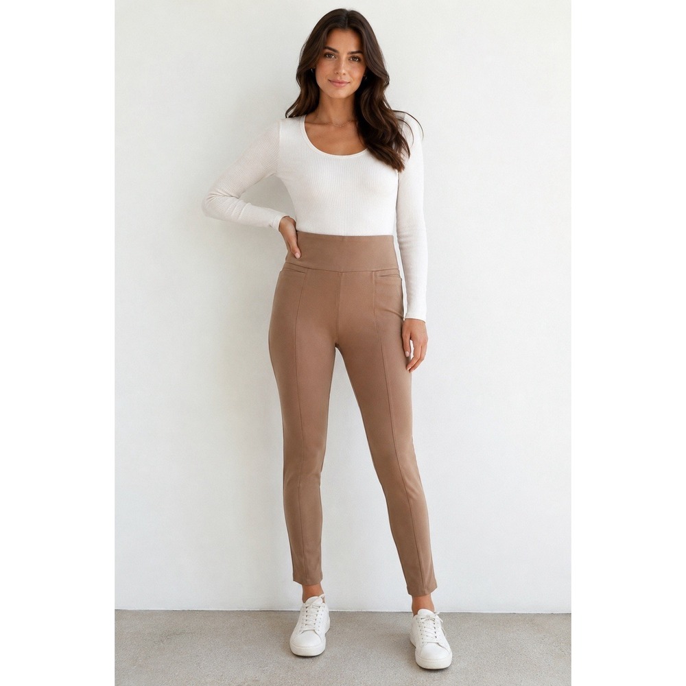 Betabrand Power Down Women's Large‎ Brown Pull On Stretch Career Yoga Dress Pant